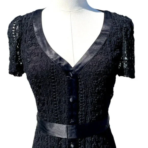 Betsey Johnson Black Lace Dress VINTAGE BLACK LABEL - Picture 4 of 8
